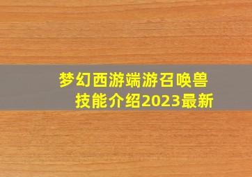 梦幻西游端游召唤兽技能介绍2023最新