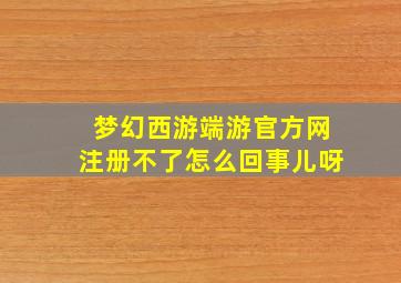 梦幻西游端游官方网注册不了怎么回事儿呀