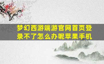 梦幻西游端游官网首页登录不了怎么办呢苹果手机