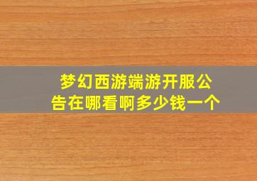 梦幻西游端游开服公告在哪看啊多少钱一个