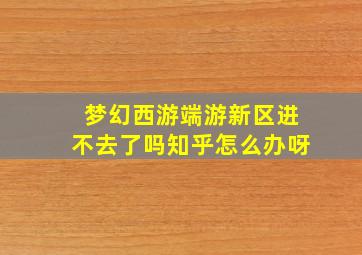 梦幻西游端游新区进不去了吗知乎怎么办呀