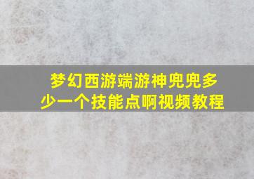 梦幻西游端游神兜兜多少一个技能点啊视频教程