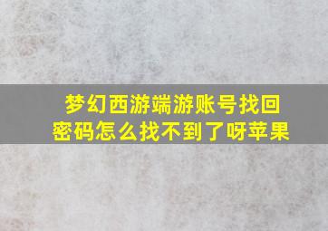 梦幻西游端游账号找回密码怎么找不到了呀苹果