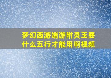 梦幻西游端游附灵玉要什么五行才能用啊视频