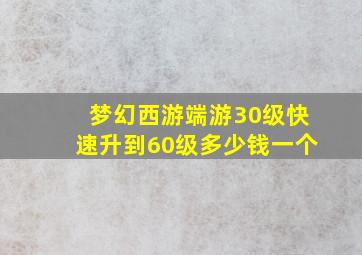 梦幻西游端游30级快速升到60级多少钱一个