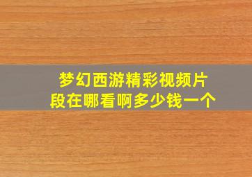 梦幻西游精彩视频片段在哪看啊多少钱一个