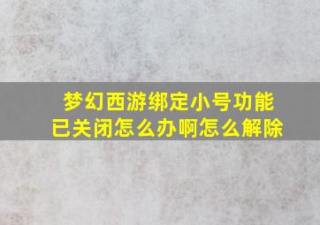 梦幻西游绑定小号功能已关闭怎么办啊怎么解除