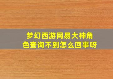 梦幻西游网易大神角色查询不到怎么回事呀