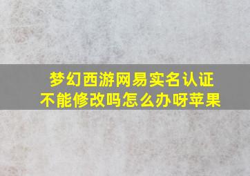 梦幻西游网易实名认证不能修改吗怎么办呀苹果