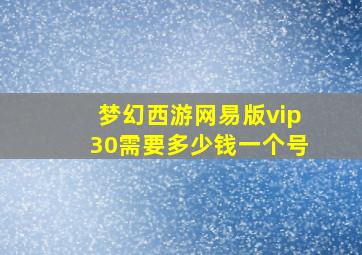 梦幻西游网易版vip30需要多少钱一个号