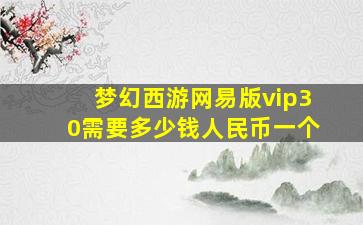 梦幻西游网易版vip30需要多少钱人民币一个