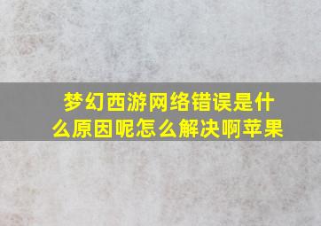 梦幻西游网络错误是什么原因呢怎么解决啊苹果