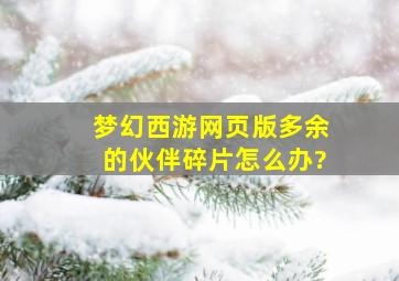 梦幻西游网页版多余的伙伴碎片怎么办?