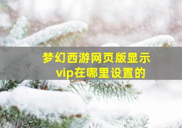 梦幻西游网页版显示vip在哪里设置的