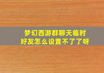 梦幻西游群聊天临时好友怎么设置不了了呀