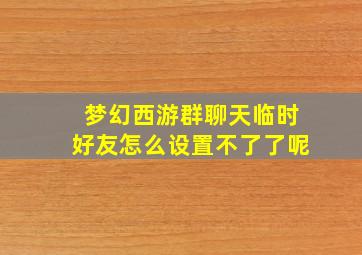 梦幻西游群聊天临时好友怎么设置不了了呢