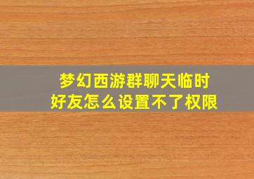 梦幻西游群聊天临时好友怎么设置不了权限