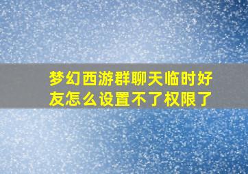 梦幻西游群聊天临时好友怎么设置不了权限了