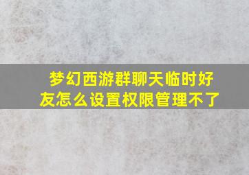 梦幻西游群聊天临时好友怎么设置权限管理不了