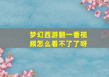 梦幻西游翻一番视频怎么看不了了呀