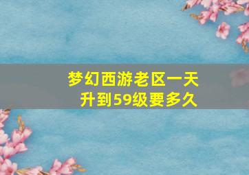 梦幻西游老区一天升到59级要多久