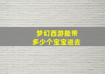 梦幻西游能带多少个宝宝进去