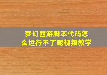 梦幻西游脚本代码怎么运行不了呢视频教学