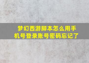 梦幻西游脚本怎么用手机号登录账号密码忘记了