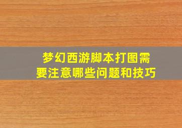 梦幻西游脚本打图需要注意哪些问题和技巧