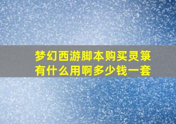 梦幻西游脚本购买灵箓有什么用啊多少钱一套