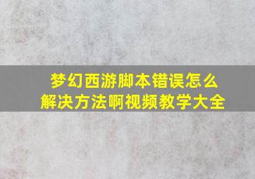 梦幻西游脚本错误怎么解决方法啊视频教学大全