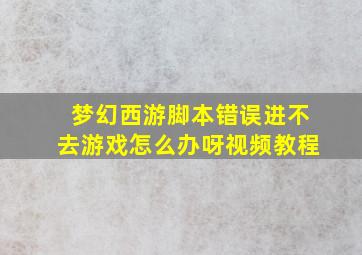 梦幻西游脚本错误进不去游戏怎么办呀视频教程