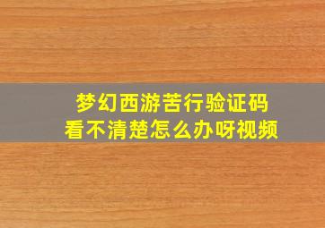 梦幻西游苦行验证码看不清楚怎么办呀视频