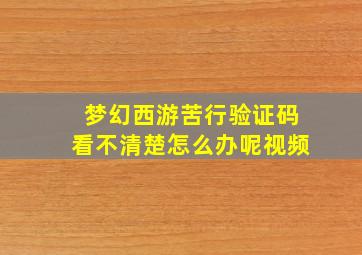 梦幻西游苦行验证码看不清楚怎么办呢视频