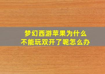 梦幻西游苹果为什么不能玩双开了呢怎么办