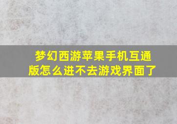 梦幻西游苹果手机互通版怎么进不去游戏界面了