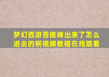 梦幻西游菩提峰出来了怎么进去的啊视频教程在线观看