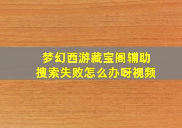 梦幻西游藏宝阁辅助搜索失败怎么办呀视频