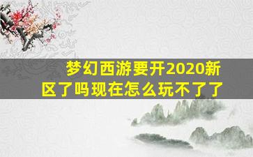 梦幻西游要开2020新区了吗现在怎么玩不了了