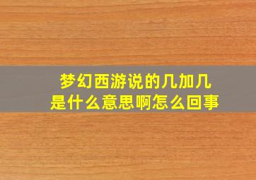 梦幻西游说的几加几是什么意思啊怎么回事