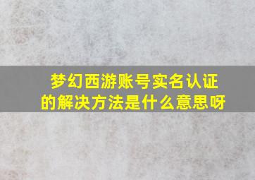 梦幻西游账号实名认证的解决方法是什么意思呀