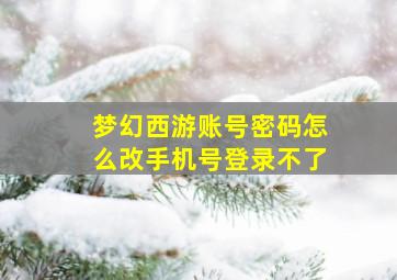 梦幻西游账号密码怎么改手机号登录不了