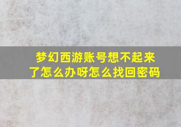 梦幻西游账号想不起来了怎么办呀怎么找回密码