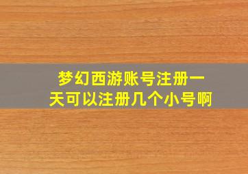 梦幻西游账号注册一天可以注册几个小号啊