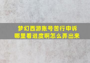 梦幻西游账号苦行申诉哪里看进度啊怎么弄出来