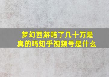 梦幻西游赔了几十万是真的吗知乎视频号是什么