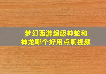 梦幻西游超级神蛇和神龙哪个好用点啊视频