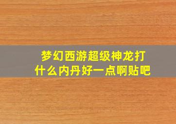 梦幻西游超级神龙打什么内丹好一点啊贴吧