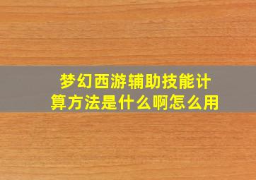 梦幻西游辅助技能计算方法是什么啊怎么用