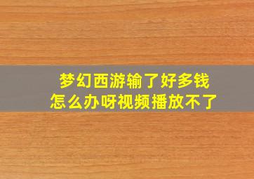 梦幻西游输了好多钱怎么办呀视频播放不了